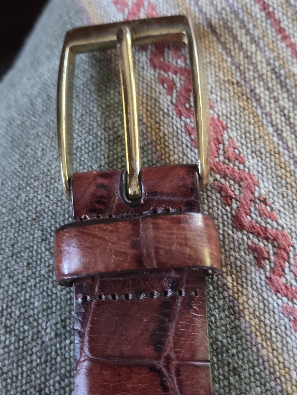 Mens Martin Dingman Alligator Grain Italian Calfskin Leather Belt 38 - Picture 4 of 16